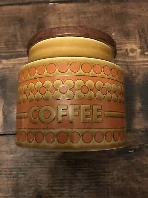 Buy Hornsea Saffron Coffee 4.5” Storage Jar Pot Wooden Lid Pottery Vintage • 8£