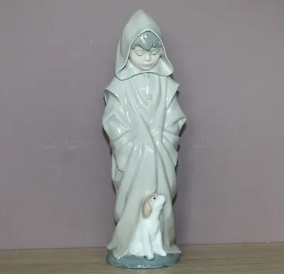 Buy NAO BY LLADRO BOY WITH HOODED CLOAK AND DOG FIGURINE 27cm / 10½   #0354 • 25£