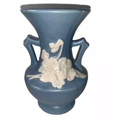 Buy Blue Weller Magnolia (raised) Flower Vase 2 Handles Weller Art Pottery • 43.25£