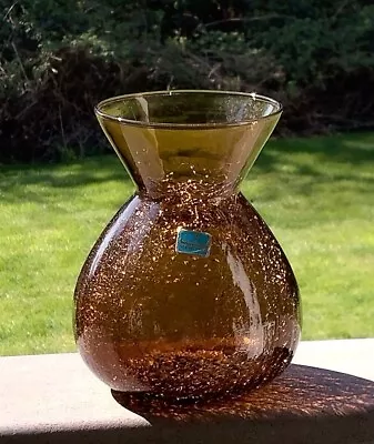 Buy Vintage Viking Crackle Glass MCM Vase, Labeled, 6.75” • 28.91£
