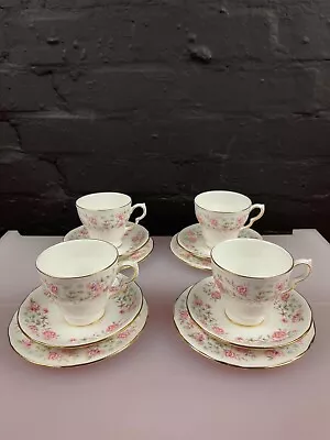 Buy 4 X Colclough Bouquet Tea Trios Cups Saucers And Side Plates Set • 29.99£