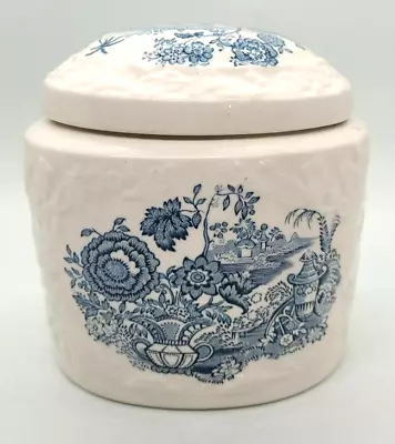 Buy Masons Ironstone Oval Shaped Lidded Blue And White Storage Jar Tea Caddy • 8.99£