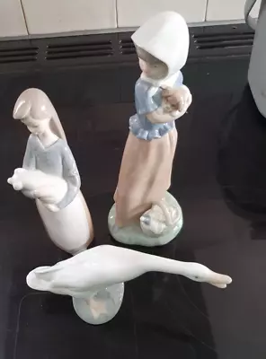 Buy 1 Nao 2 Lladro Figurines  Goose,  Girl +piglet,  Girl+ Puppy • 9.99£