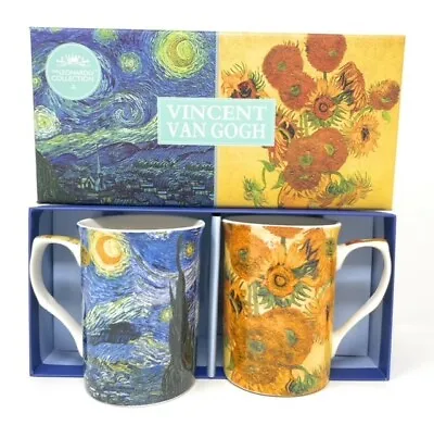 Buy Gift Boxed Fine China Set Of 2 Mugs Van Gogh Tea Coffee Gift Boxed LP92364 • 12.99£
