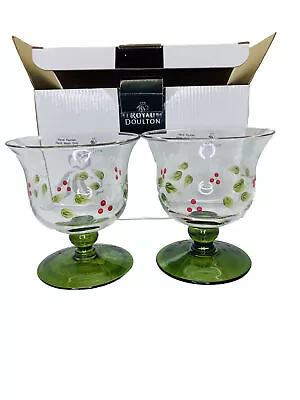 Buy Royal Doulton Hand Painted Gooseberry Footed Dessert Cups Set/2 In Box NIB *Read • 15.93£