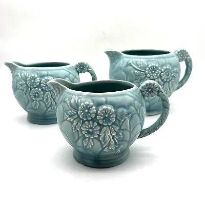 Buy Vintage Arthur Wood Blue Green Victory Floral Ceramic Jug X3 Graduated Set A/F • 18£
