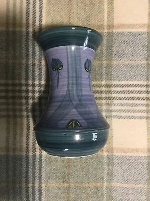Buy Jersey Pottery Handpainted Vase Teal Blues Greens Original Label • 10£