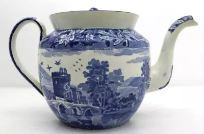 Buy Early 19th Century Blue & White Transfer Staffordshire Large Teapot • 44.95£