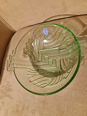 Buy Art Deco Green Glass Bowl 1930s Decorative Stölzle • 10£