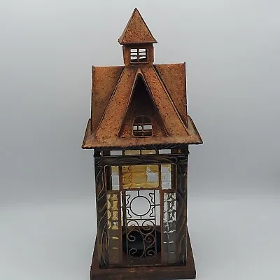Buy Glass And Metal Architectural Candle Lantern - Copper-Tone Patina • 38.35£