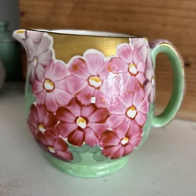 Buy Art Deco Gray’s Pottery Jug Hand Painted Pink Blossom With Gold Detail • 44£