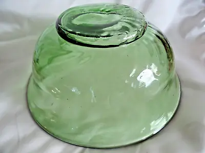 Buy Vintage Green Ribbed Large  23 X 9 Cm Glass Bowl • 6.90£