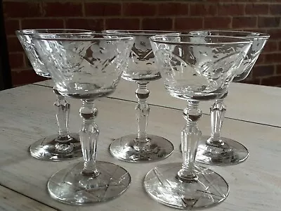 Buy Gorgeous ANTIQUE Set Of 5 CUT CRYSTAL Cordial Cocktail Liqueur GLASSES Glass • 61.66£