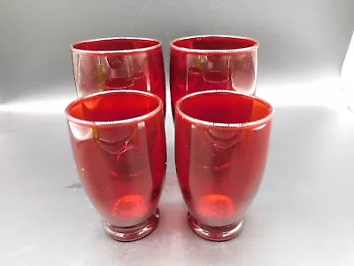 Buy 4 Vintage Royal Ruby Red Glasses Two 12 Ounce Tumblers Two 6 Ounce Juice Glasses • 19.26£