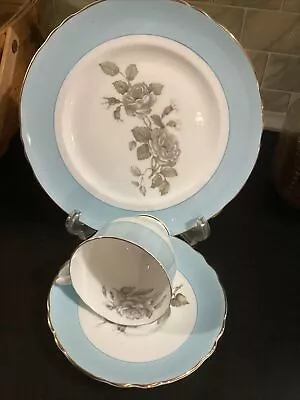 Buy Crown Staffordshire Fine Bone China England 3 Piece Tea Set- Blue Floral • 11.33£