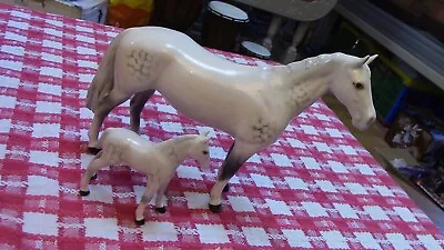 Buy Vintage Beswick Grey Huntsman's Horse 1484 And Grey Thoroughbred Foal 1816 Gloss • 130£