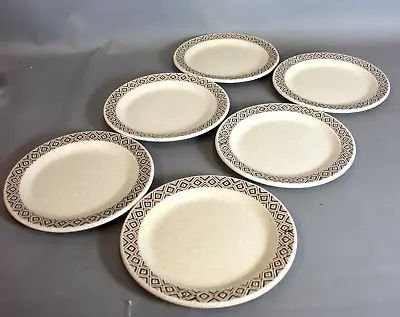 Buy Set Of 6 X PURBECK POTTERY Speckled Side Plates 7  Aztec Design - EHB • 19.99£