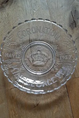 Buy King George VI Coronation Commemorative Glass Plate Immaculate No Chips • 15£