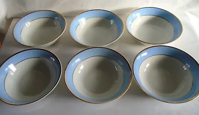 Buy 6 X Royal Doulton Bruce Oldfield Powder Blue White Gold 6  Cereal Bowls (2 Sets) • 10£