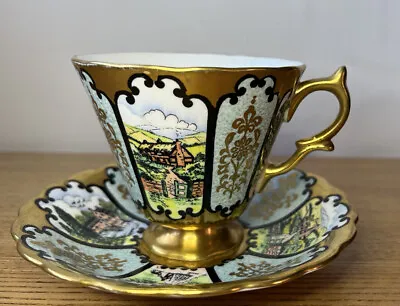 Buy Taylor And Kent Gold Teacup And Saucer Mill Rural Scenes Cabinet Cup • 25£