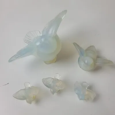 Buy Sabino Flock Of 5 Sparrows Birds Opalescent Art Glass France 1  - 2.5  Figurines • 190.36£