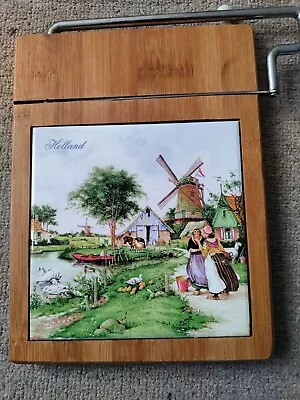Buy Delftware Hand Painted Tile Cheese Board And Cutter • 12.50£
