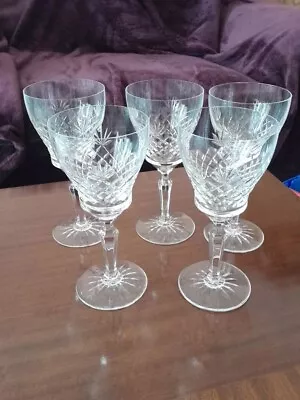 Buy Superb  Quality  Cut Glass Wine Glasses 18cms High X 5 • 24.99£