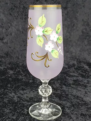 Buy Bohemian Crystal Crystalex Champagne Flute Glass Pink Frosted Hand Painted • 14.18£