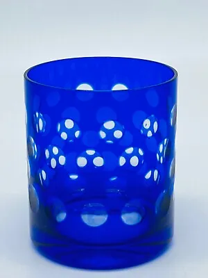 Buy Cobalt Blue Cut To Clear Glass Votive Candle Holder • 4.74£