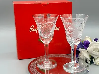 Buy Royal Brierley Crystal Fuchsia Pair Of Small Wine Glasses Boxed. • 42.49£