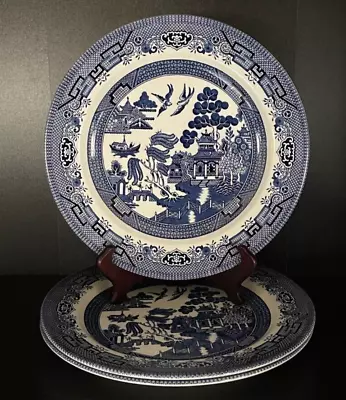 Buy Set Of (3) Churchill  Proof  Vintage BLUE WILLOW Dinner Plates 10 1/4” VGC • 28.82£