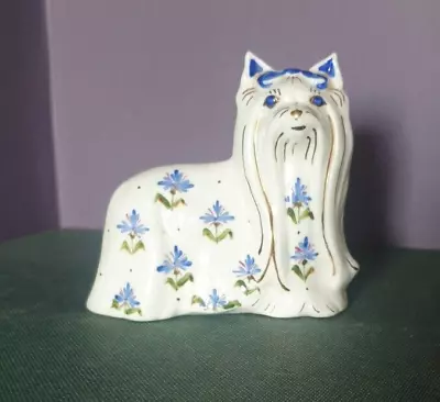 Buy Vintage Antique Style Maiolica Yorkshire Terrier Figure - Hand Painted & Signed • 9.99£