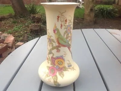 Buy Crown Ducal - 9  Blush Ware Vase - Exotic Birds - Parrot • 12£