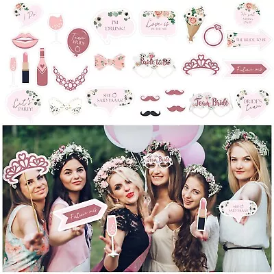 Buy 27pcs Hen Party Photo Props Selfie Booth Games Night Bride Team Accessories • 3.99£