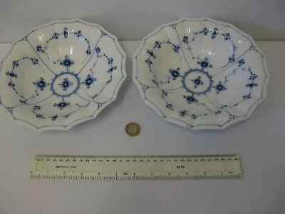 Buy 2 X Rare Vintage Royal Copenhagen Denmark Blue  Fluted Bowls  142 Damaged • 39.99£