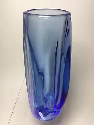 Buy Vintage Czech Sklo Union Kingfisher Blue Glass Vase. • 25£