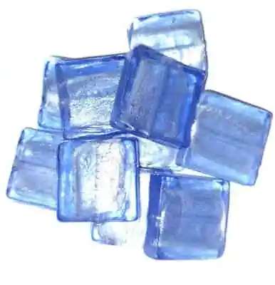 Buy 10 Silver Foil Lined Glass Square Beads ~ PALE BABY ICE BLUE  • 3.75£