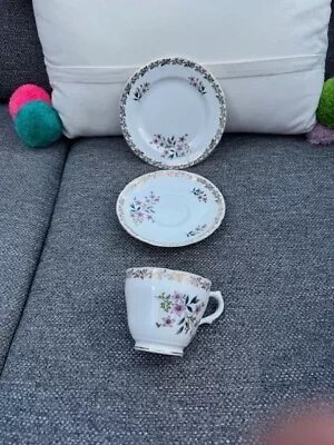 Buy Royal Grafton China Tea Set Trio - Pink And White Floral With Gilt Edges  • 11£