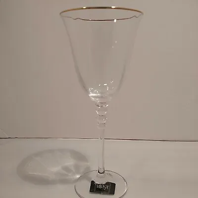 Buy (1) Mikasa Sonata Crystal Wine Glass Stemware Austria 3 X 8  Clear W/Gold Trim • 19.17£