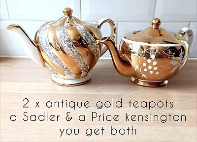 Buy 2 X ANTIQUE GOLD LUSTER TEAPOTS PRICE KENSINGTON & SADLER • 5£