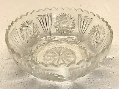 Buy Vintage Crystal Cut Clear Glass Fruit Trifle Serving Bowl Sawteeth Rim • 10£