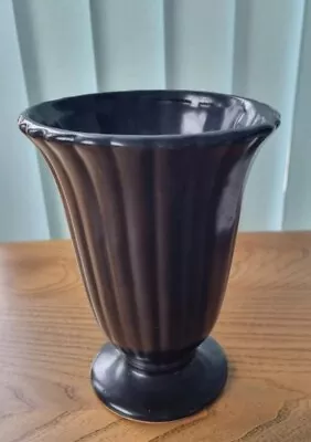 Buy Dartmouth Pottery Vase -  Fluted Design Black. 23 Cm High. Vgc. • 12.50£