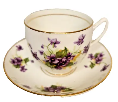 Buy VTG Duchess TEA CUP & SAUCER SET Purple African Violet Flowers Bone China Teacup • 27.12£