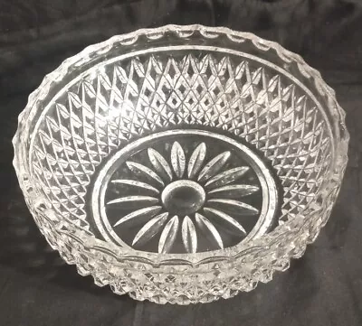 Buy Vintage Indiana Glass Diamond Point Clear Glass Serving Bowl • 17.08£