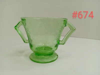 Buy Hazel Atlas Glass Co. Florentine #2 Poppy Green 3-1/4  Tall Footed Sugar Bowl! • 14.22£