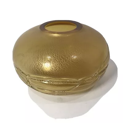 Buy Vintage 8.5” Mid Century Gold Crackle Glass Vase With Side Design • 37.76£