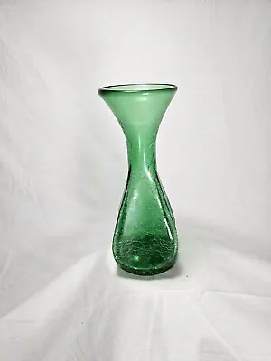 Buy Vintage Blenko Crackle Green Glass Vase • 39.83£