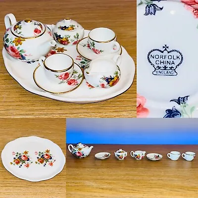 Buy Miniature Tea Set Roses Saucer Teapot Cups Mini Small Ornament Doll House • 20£