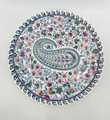 Buy Vintage Gien Paisley 12  Charger Cake Plate Wall Hanging France Hand Painted • 217.17£