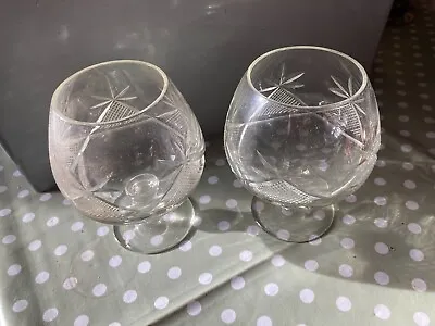 Buy A Pair Of Cut Glass Brandy Glasses • 10£